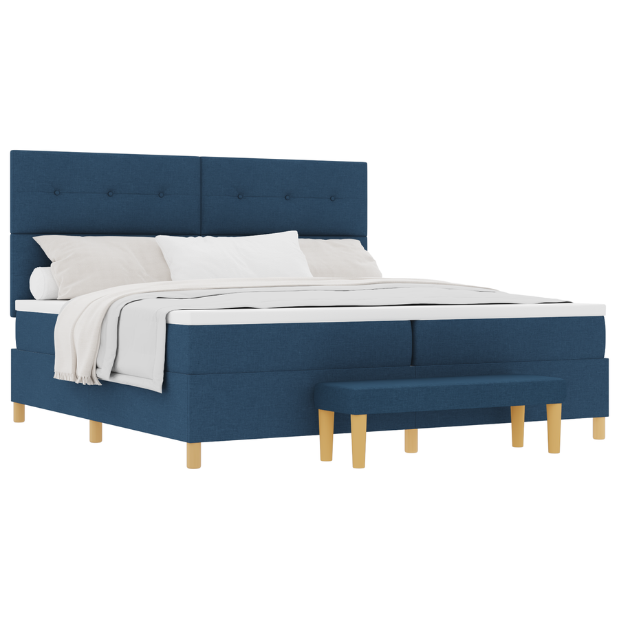 Boxspringbed met matras en bank stof blauw 200x200 cm