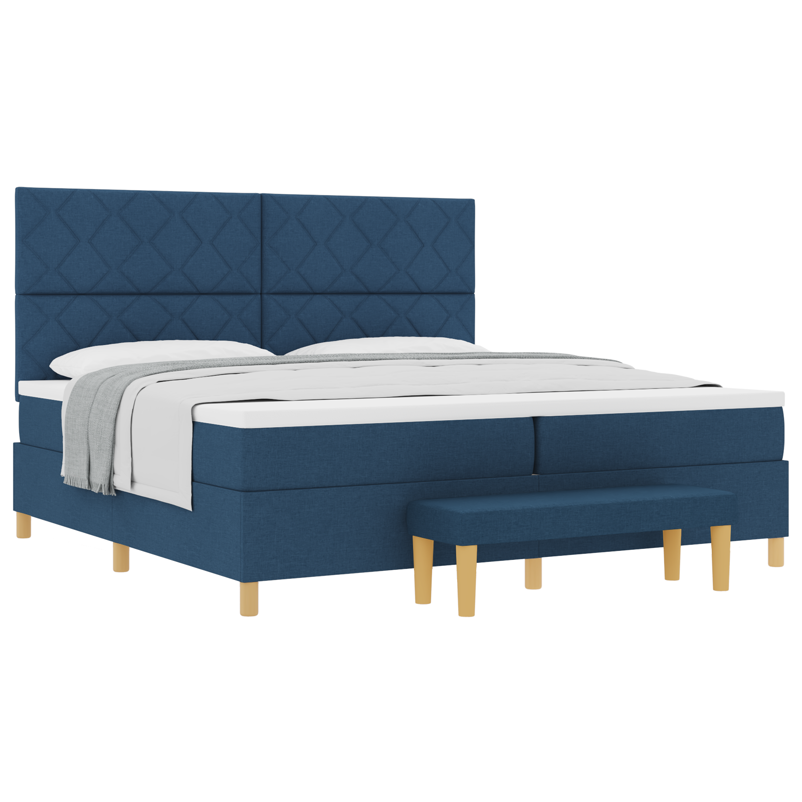 Boxspring Bed met Matras & Bank Blauw 200x200 cm Stof