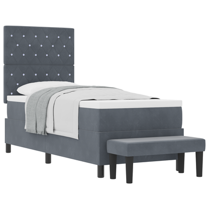 Boxspringbed met matras & bank Donkergrijs 80x200 cm Fluweel