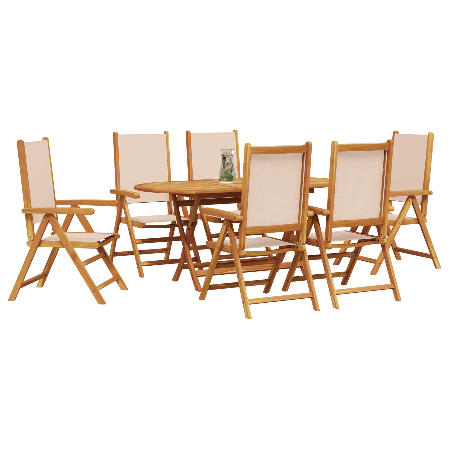 7-delige tuin eettafelset - Beige - Massief Acaciahout