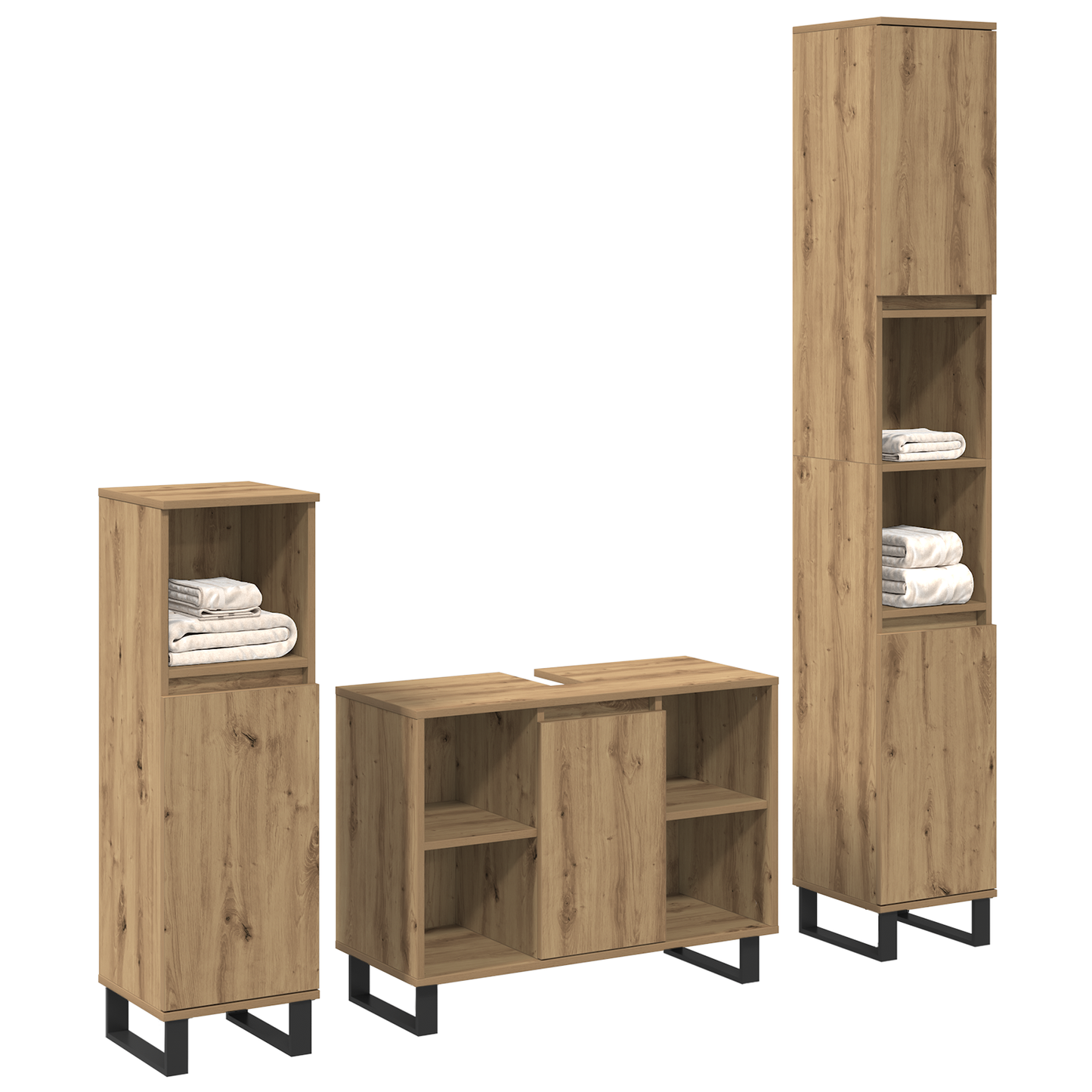 3-delige Badkamer Meubelset Artisan Eiken Bewerkt Hout