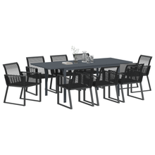 Tuin eettafelset 9 pcs Zwart poly rattan