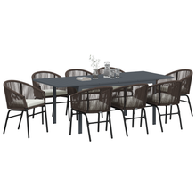 Tuin eettafelset 9 pcs Bruin poly rattan