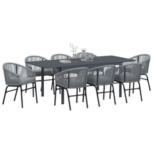 Tuin eettafelset 9 pcs Grijs poly rattan