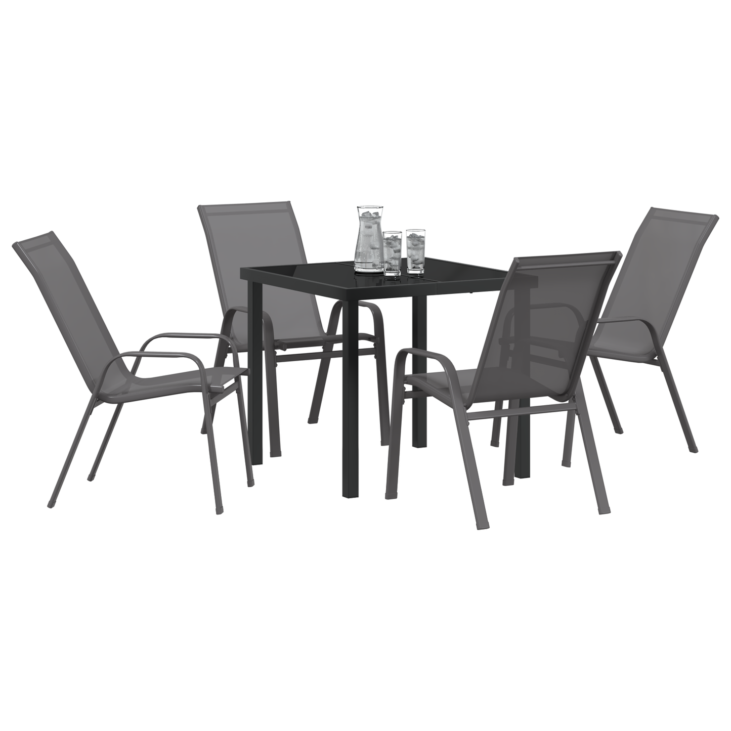 5-delige Tuinset textileen en staal grijs