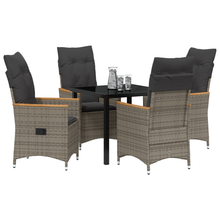 Tuin Eetset van 5 Stukken met Kussens Grijze Poly Rattan
