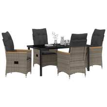 5-delig Tuin Eetset met Kussens Grijs Poly Rattan