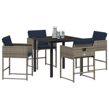 5-delige tuinset met kussens grijs poly rattan