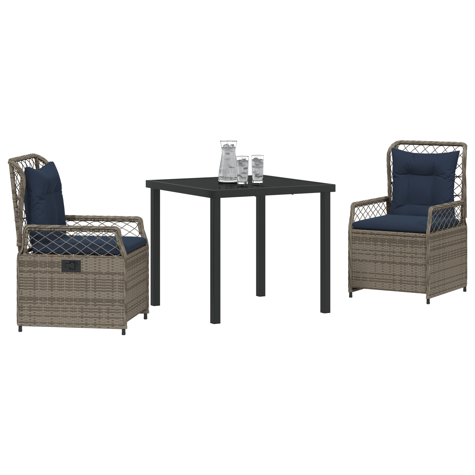 3-delige tuinset Grijs Poly Rattan