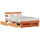 Bed Frame with Drawer Honey Brown 135 x 190 cm Solid Pine Wood