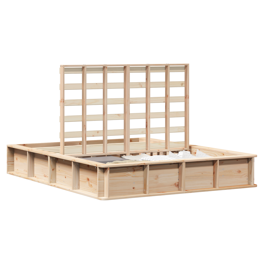 Bedframe met opklapbare opslag 160 x 200 cm Massief vurenhout