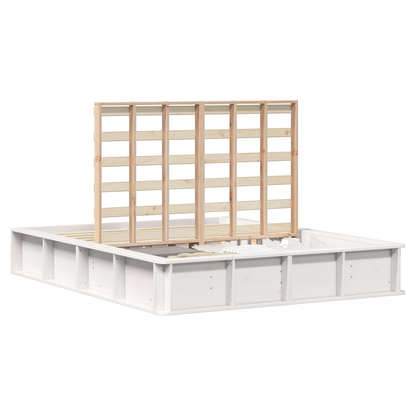 Bedframe met Opklapbare Opslag Wit 160x200 cm Massief Vurenhout