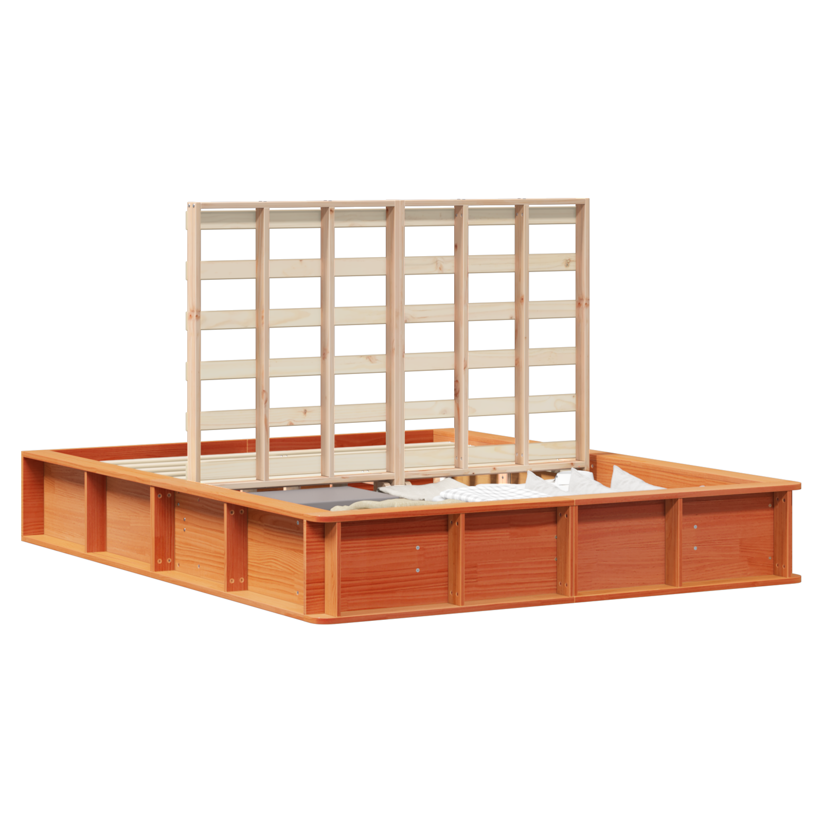 Bedframe met Opbergruimte Wax Bruin 150x200 cm Massief Hout Vuren