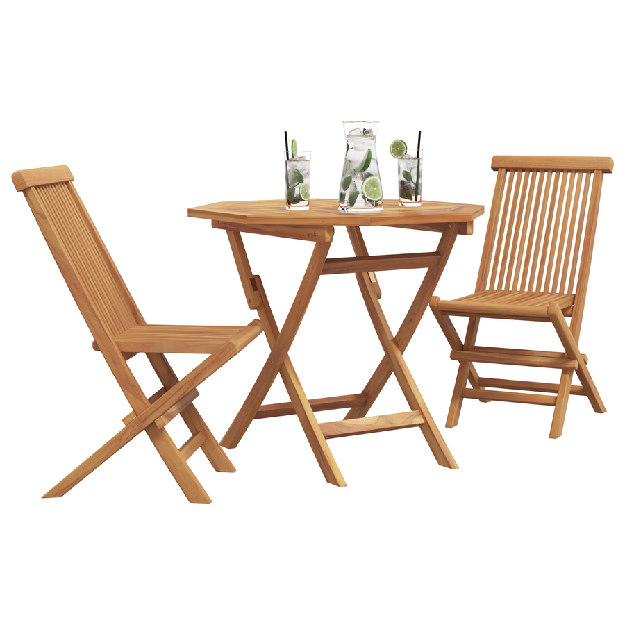 3-delige vouwbare bistro set massief hout teakhout