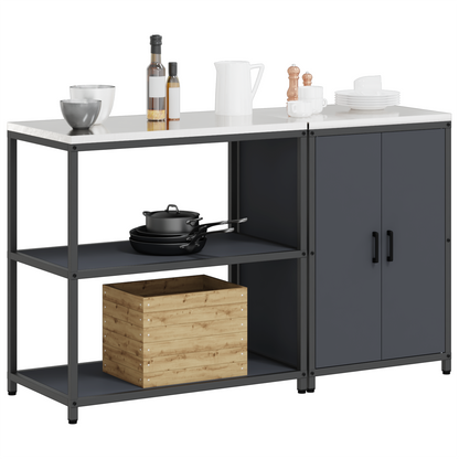 Keukenopslag set met plank met opslag met de deur Verstelbaar 2 pcs Antraciet 150 x 50 x 92 cm