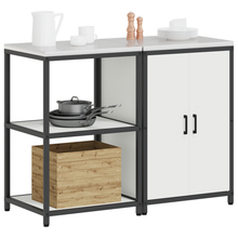 Keukenopslag set 2 pcs Wit 120 x 50 x 92 cm Koudgewalst staal