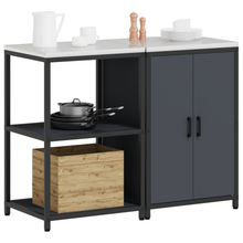Keukenopslag set met plank met opslag met de deur Verstelbaar 2 pcs Antraciet 120 x 50 x 92 cm