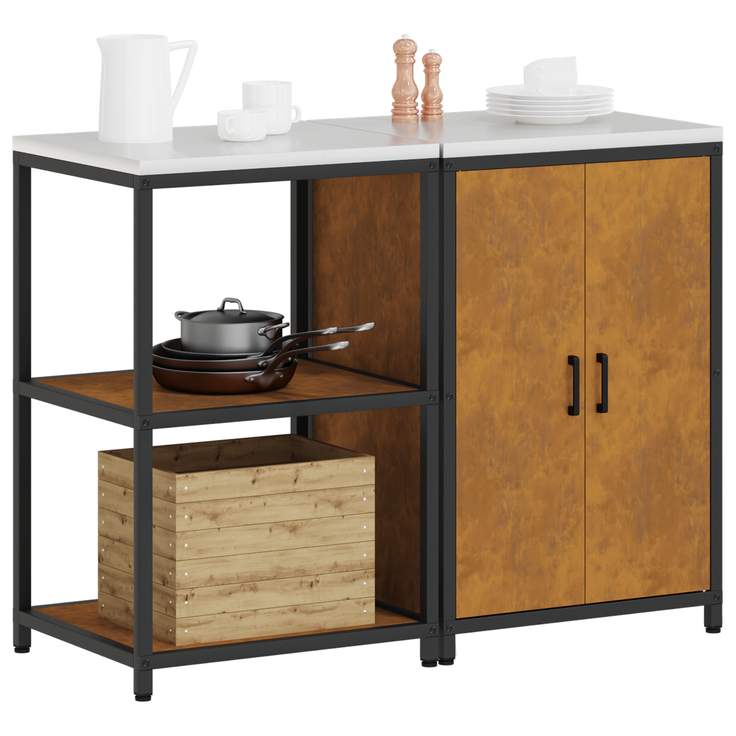 Keukenopslag set 2 pcs Roestig 120 x 50 x 92 cm Cortenstaal