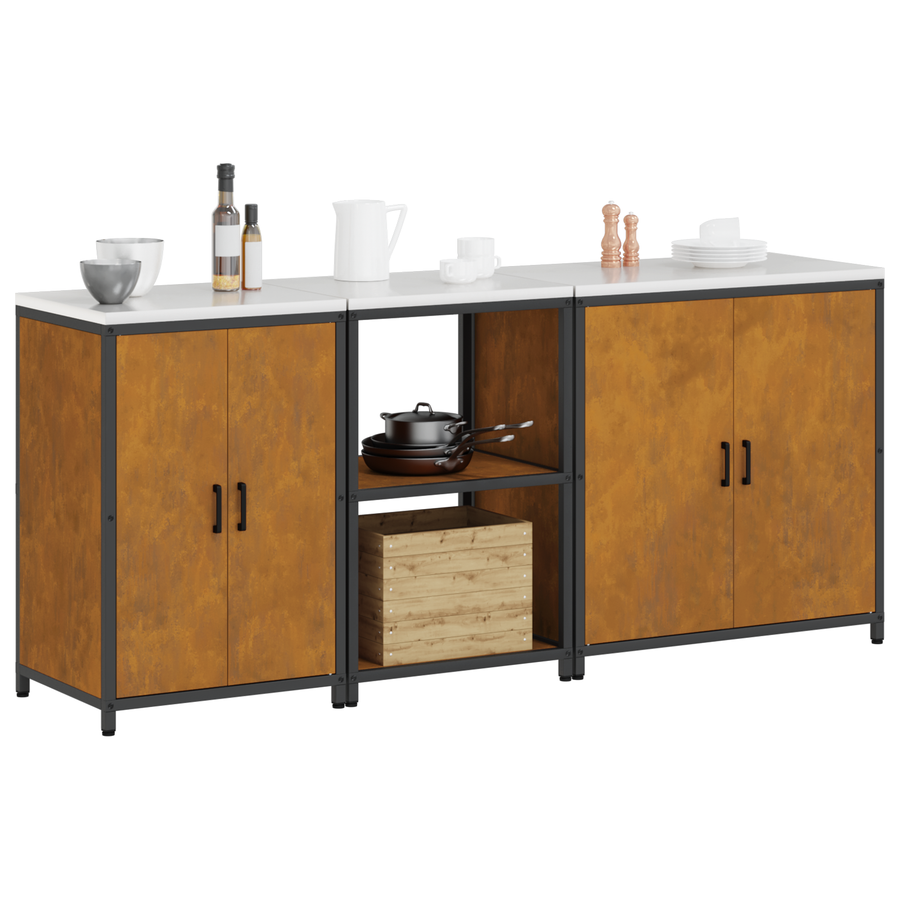 Keuken Opslag Set 3 pcs Roestig 210 x 50 x 92 cm Cortenstaal
