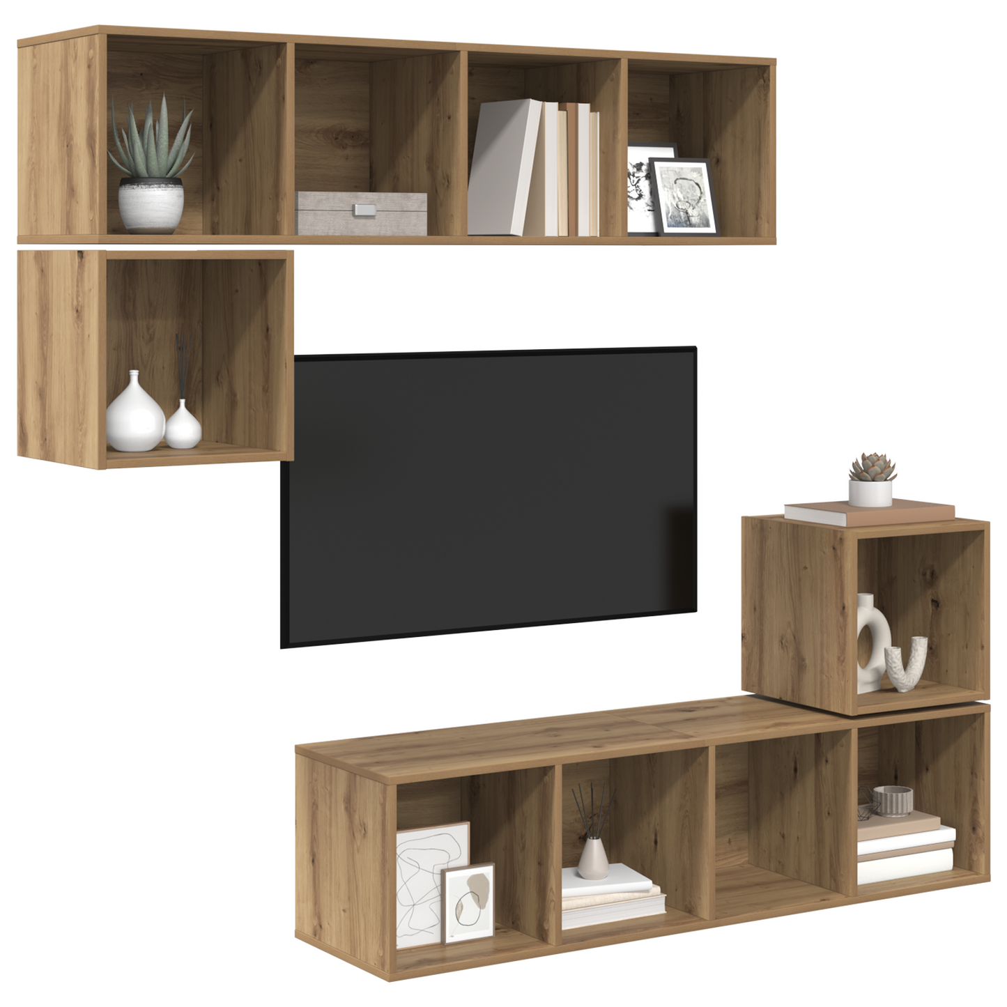 Tv-meubelset 4 pcs artisanaal eikenkleurig 37 x 37 x 142.5 cm