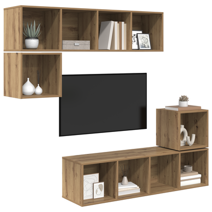 Tv-meubelset 4 pcs artisanaal eikenkleurig 37 x 37 x 142.5 cm