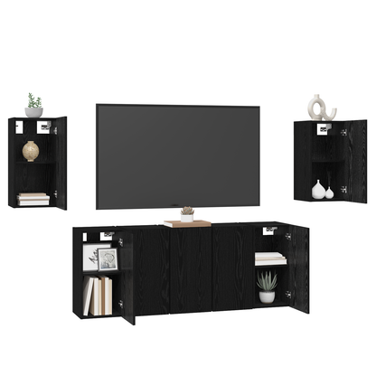 Tv-meubelset 7 pcs Zwart eiken 30.5 x 30 x 60 cm Bewerkt hout