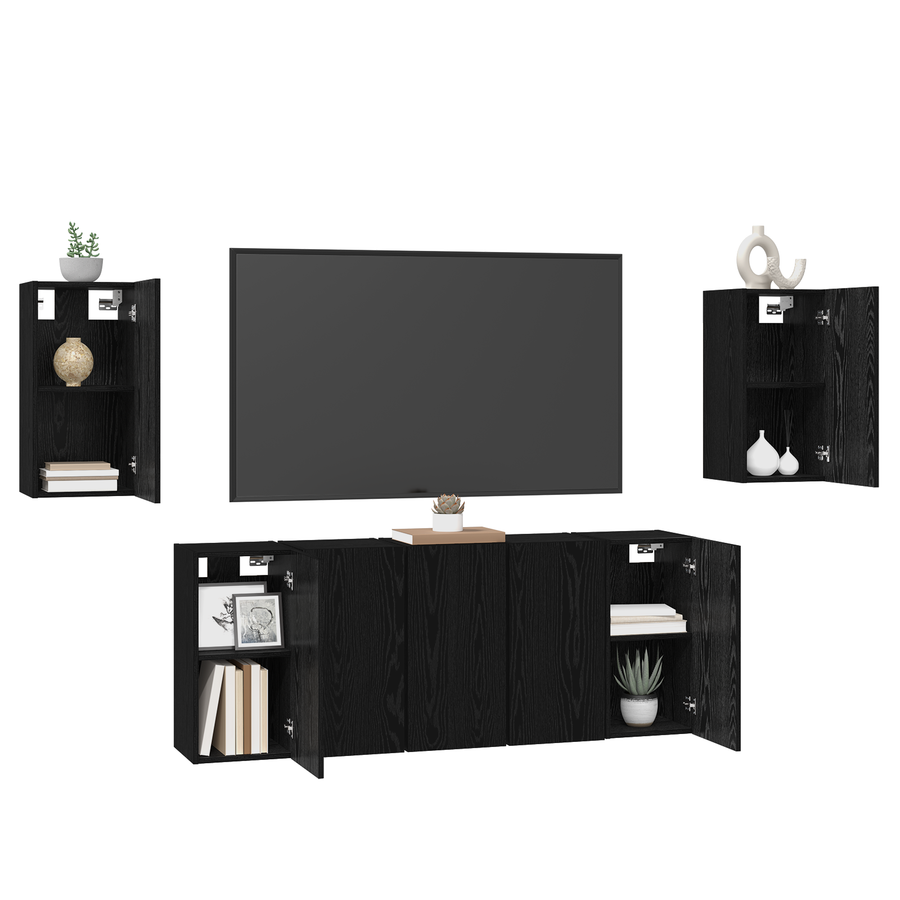 Tv-meubelset 7 pcs Zwart eiken 30.5 x 30 x 60 cm Bewerkt hout