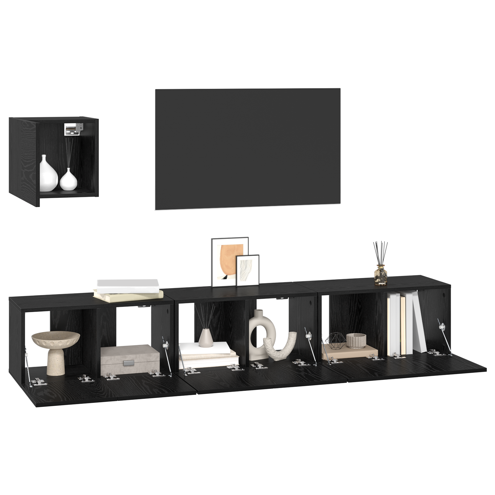 TV Eenheid Set Anders met opslag met de deur 4 pcs Zwart eiken 60 x 30 x 30 cm