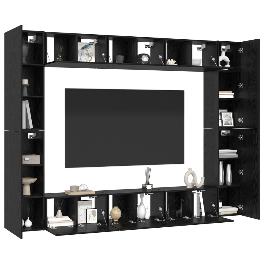 Tv-meubelset 10 pcs Zwart eiken Medium 30.5 x 30 x 90 cm