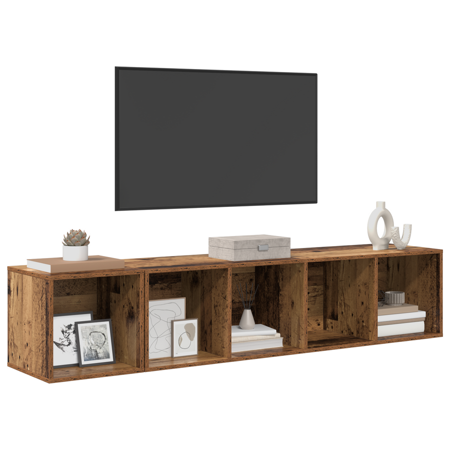 TV-kast set 2 pcs Oud hout 37 x 37 x 142.5 cm Bewerkt hout