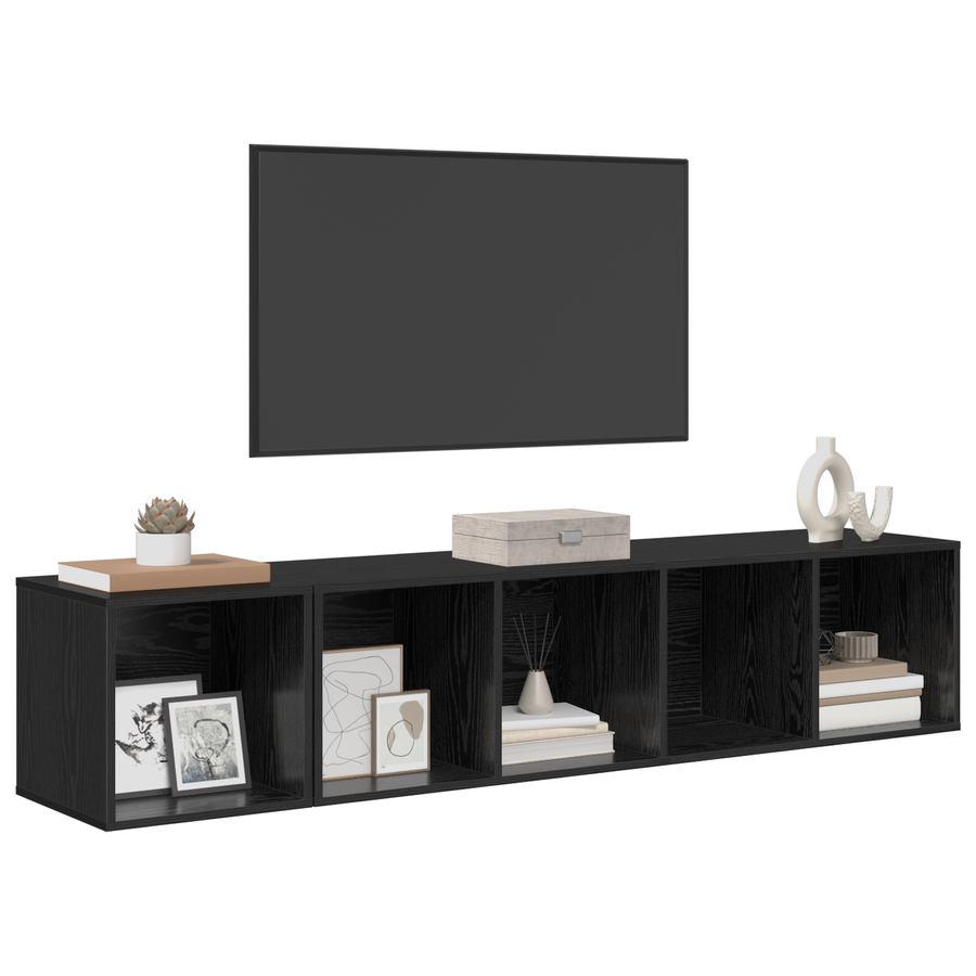 TV-kast set 2 pcs Zwart eiken 37 x 37 x 142.5 cm Bewerkt hout