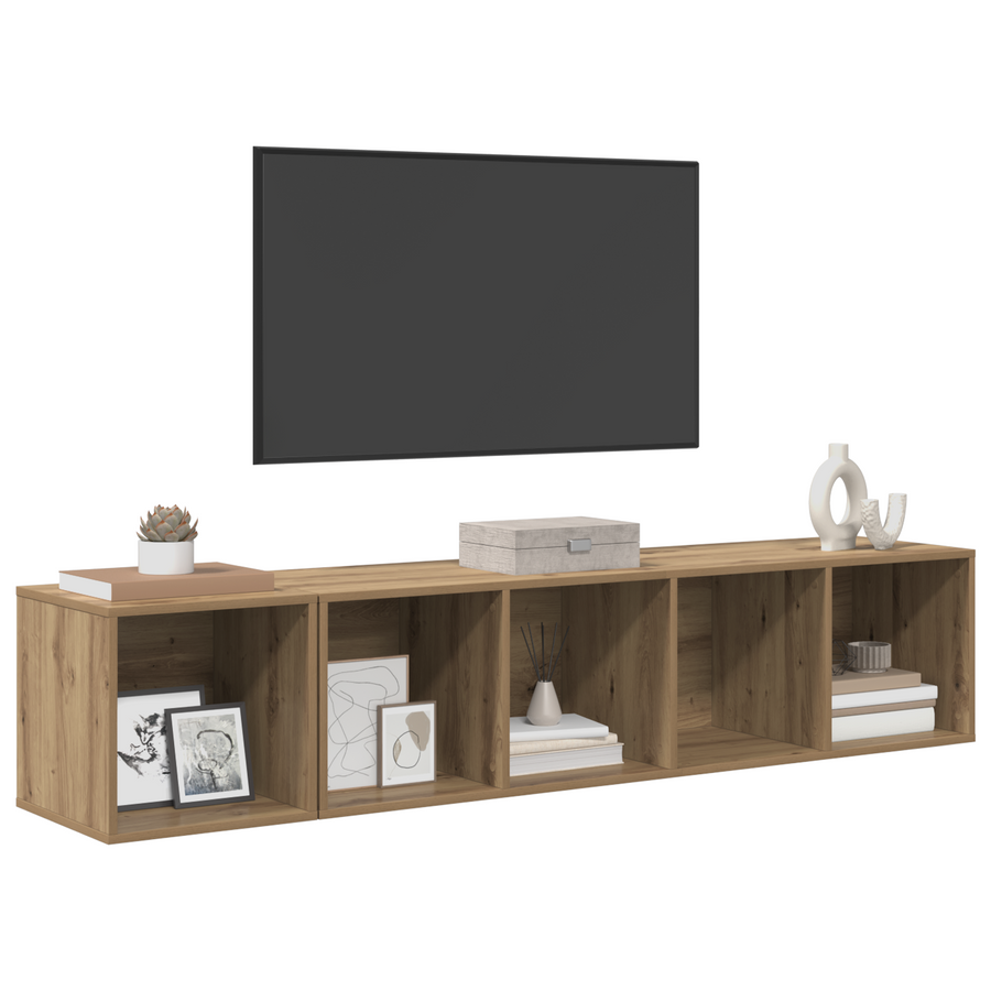 TV-kast set 2 pcs artisanaal eikenkleurig 37 x 37 x 142.5 cm