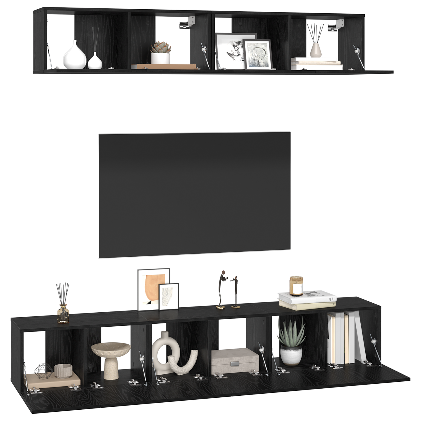 Tv-meubelset 5 pcs Zwart eiken 80 x 30 x 30 cm Bewerkt hout