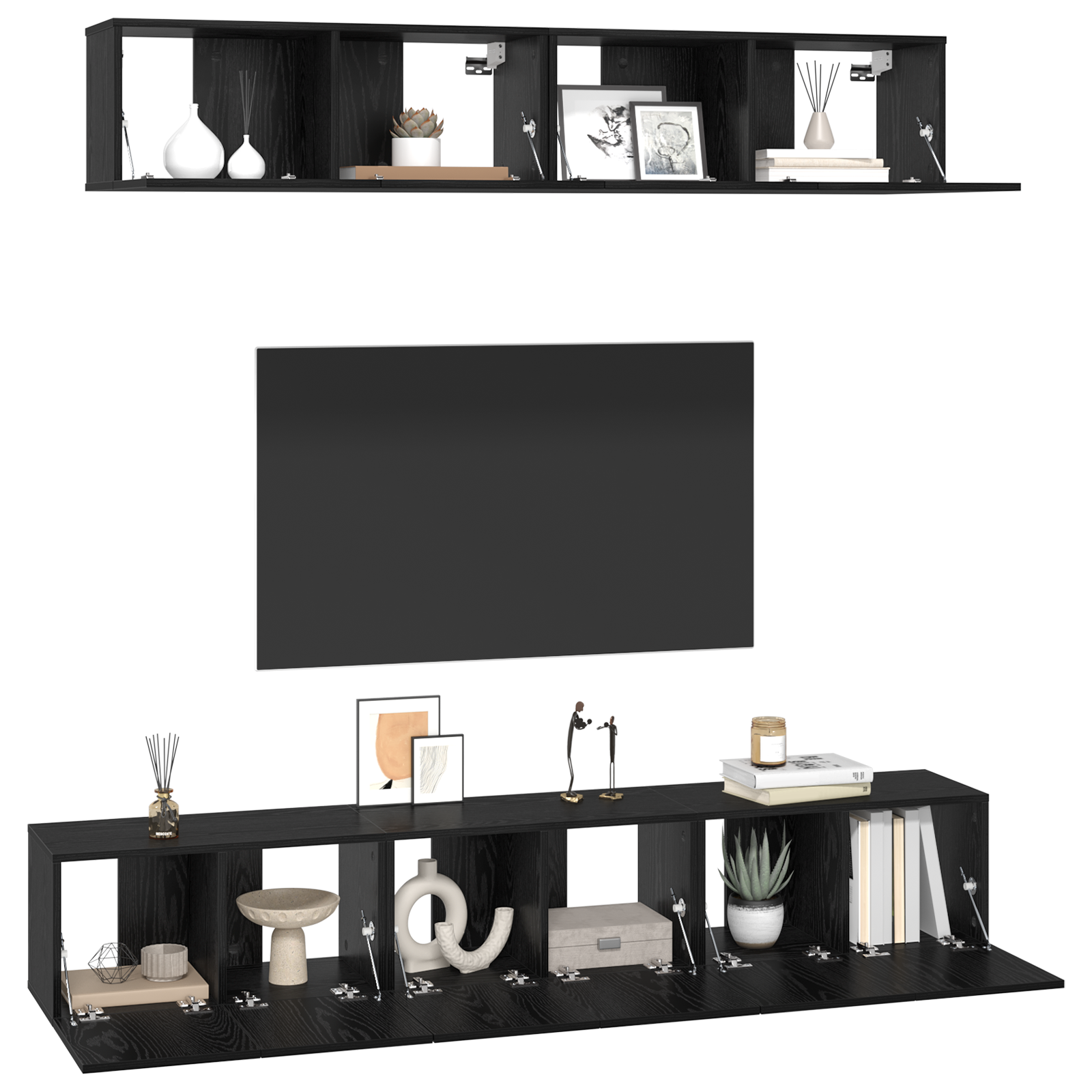 Tv-meubelset 5 pcs Zwart eiken 80 x 30 x 30 cm Bewerkt hout