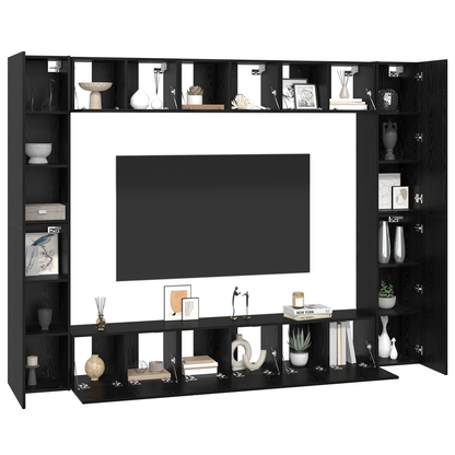 Tv-meubelset 10 pcs Zwart eiken Medium 30.5 x 30 x 90 cm