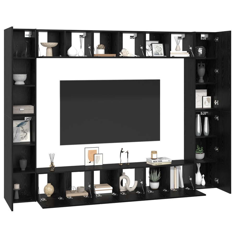 Tv-meubelset 10 pcs Zwart eiken Medium 30.5 x 30 x 90 cm