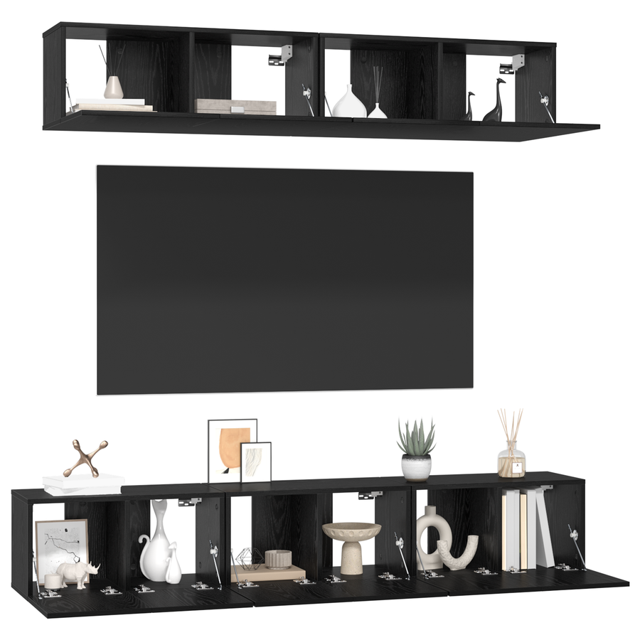 Tv-meubelset 5 pcs Zwart Eiken Medium 80 x 30 x 30.5 cm