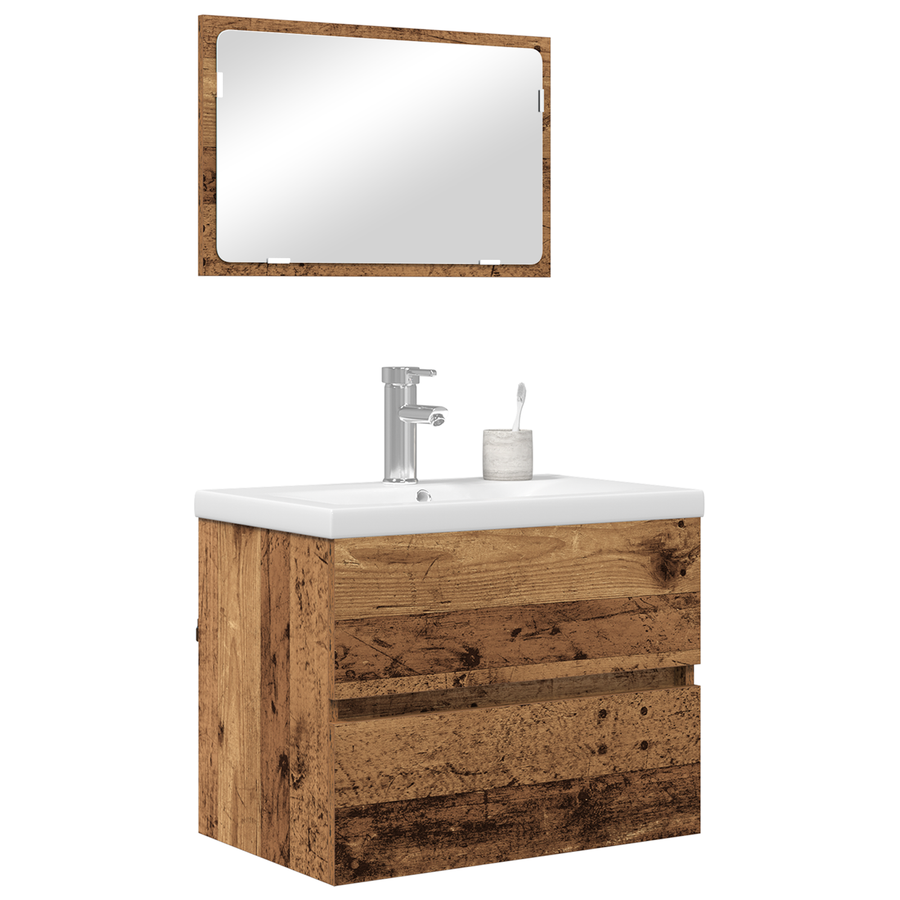 Badkamermeubelset 3 pcs Oud hout 60 x 38.5 x 45 cm Bewerkt hout