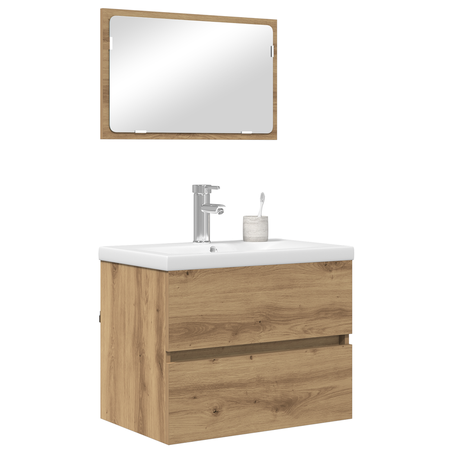 Badkamermeubelset 3 pcs Zwart eiken 60 x 38.5 x 45 cm