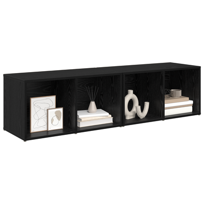 Tv-meubelset 2 pcs Zwart Eiken 37 x 35 x 107 cm Bewerkt hout