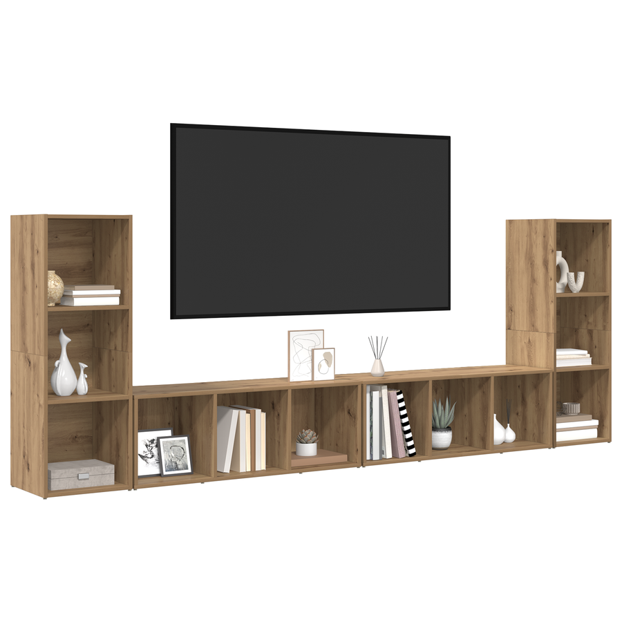 TV-kast met plank met opslag 4 pcs Ambachtelijk eiken 37 x 35 x 107.5 cm
