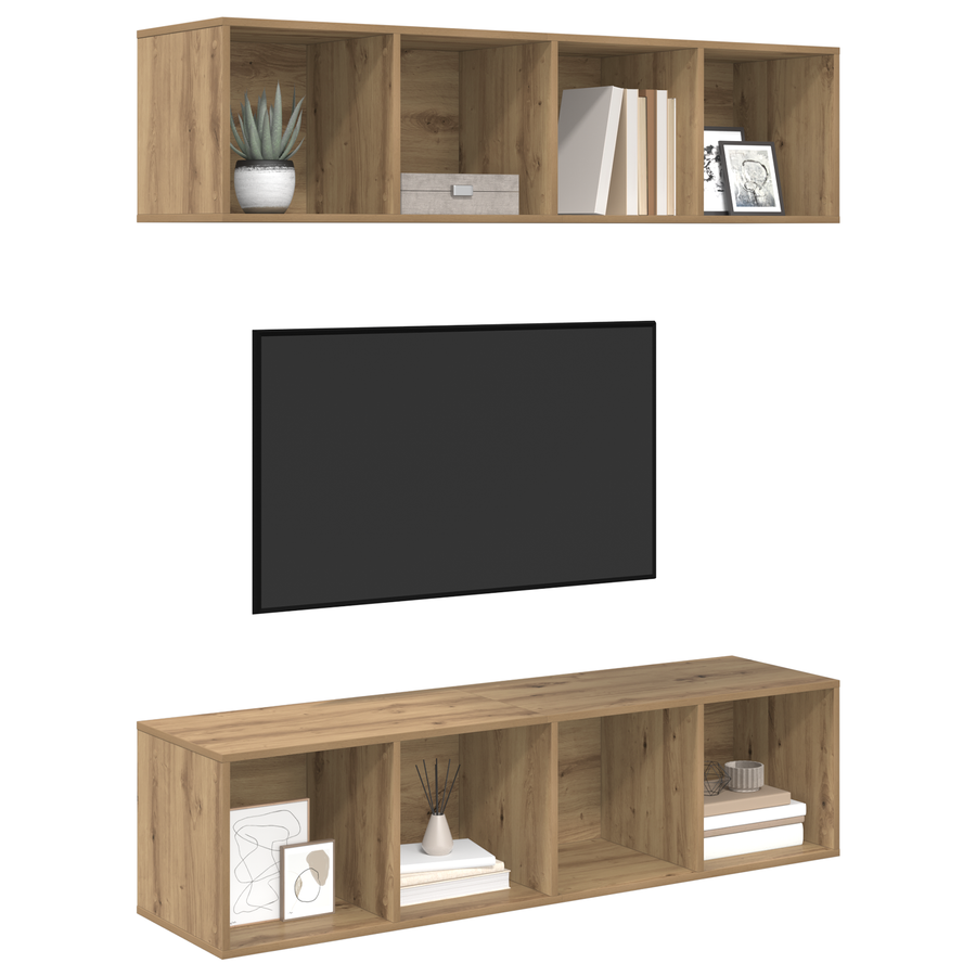 Tv-meubelset 2 pcs artisanaal eikenkleurig 37 x 37 x 142.5 cm