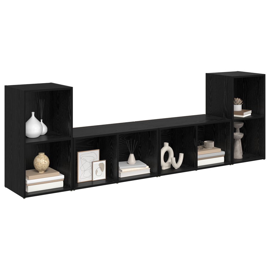 Tv-meubelset 4 pcs Zwart eiken 72 x 35 x 36.5 cm Bewerkt hout
