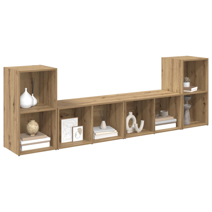 Tv-meubelset 4 pcs Ambachtelijk eiken 72 x 35 x 36.5 cm