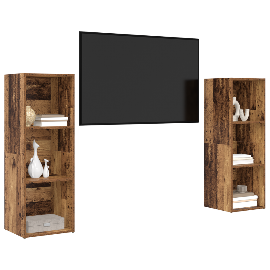 Tv-meubelset 2 pcs Oude hout 107 x 35 x 37 cm Bewerkt hout