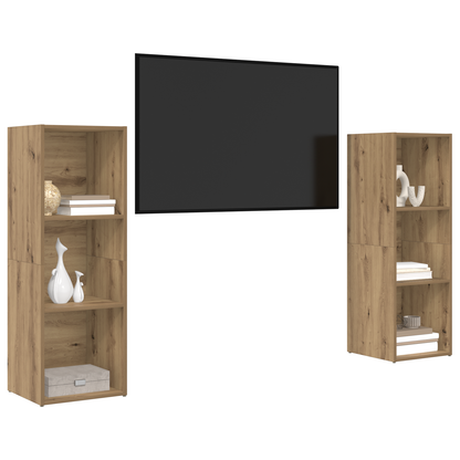 Tv-meubelset 2 pcs Ambachtelijk eiken 107 x 35 x 37 cm