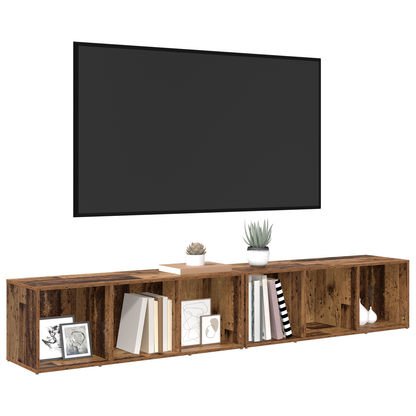 Tv-meubelset 2 pcs Oud Hout 37 x 35 x 107 cm Bewerkt hout