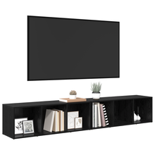 Tv-meubelset 2 pcs Zwart Eiken 37 x 35 x 107 cm Bewerkt hout