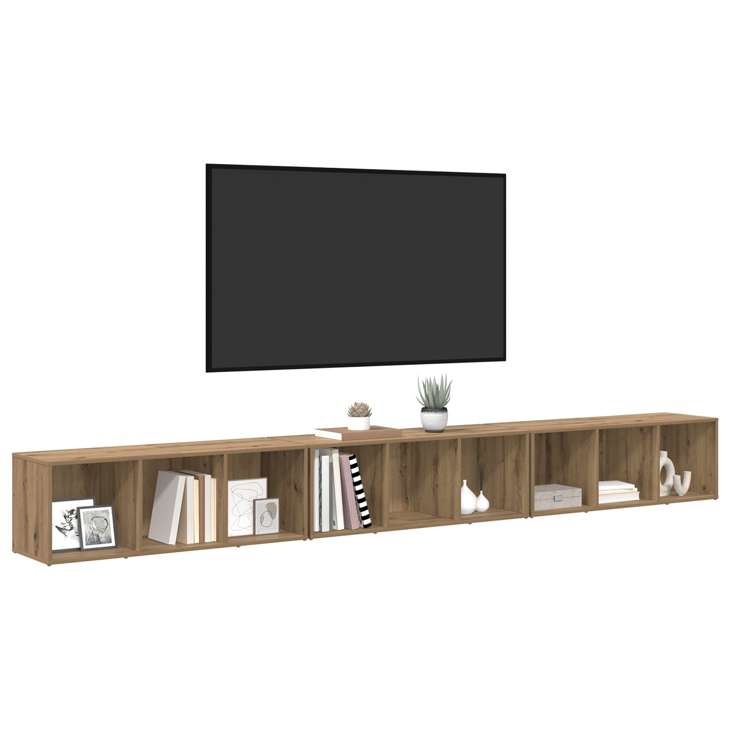 TV-kast 3 pcs artisanaal eikenkleurig 37 x 35 x 107,5 cm