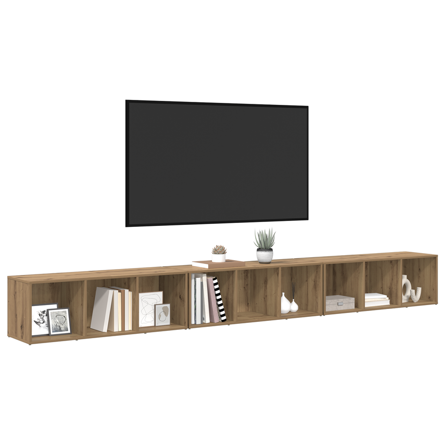 TV-kast 3 pcs artisanaal eikenkleurig 37 x 35 x 107,5 cm